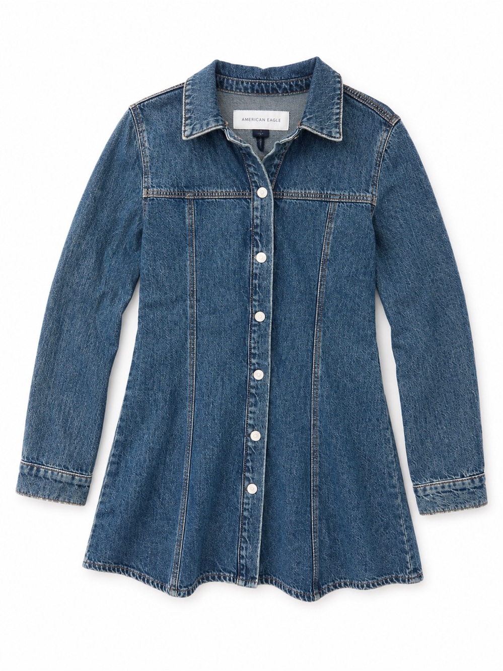 Zara Blue Denim Kids Button-Front Dress